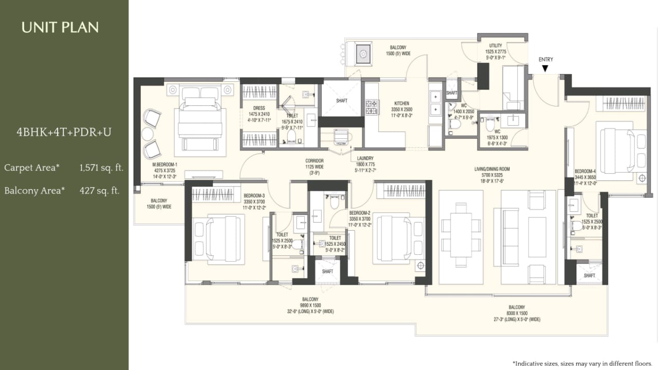 4 BHK Floor Plan