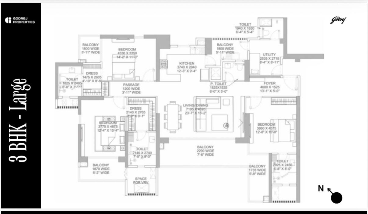 Godrej Samaris 3 BHK Large Floor Plan Sector 53