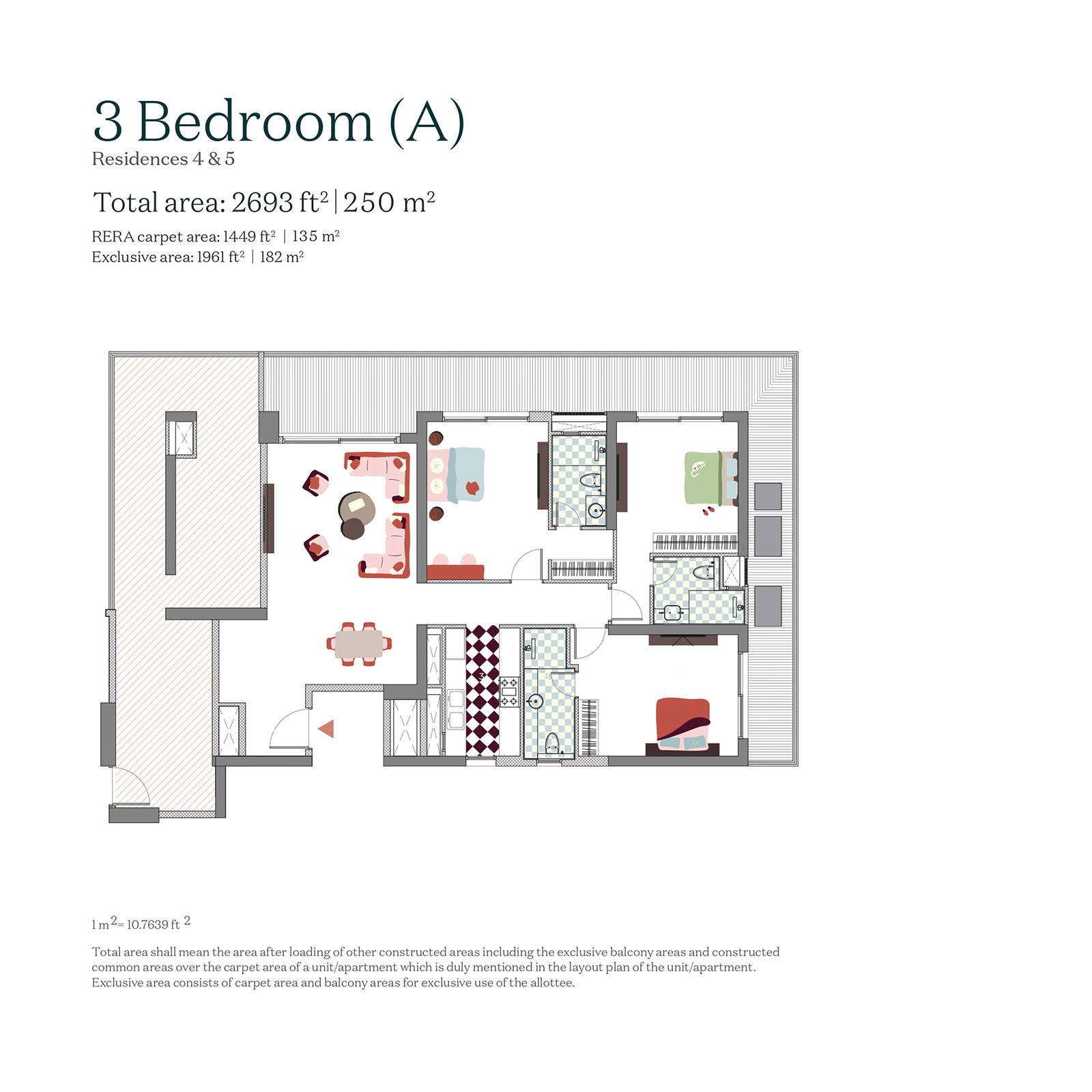 Estate 361 3 BHK Type A Floor Plan - 2693 sq.ft