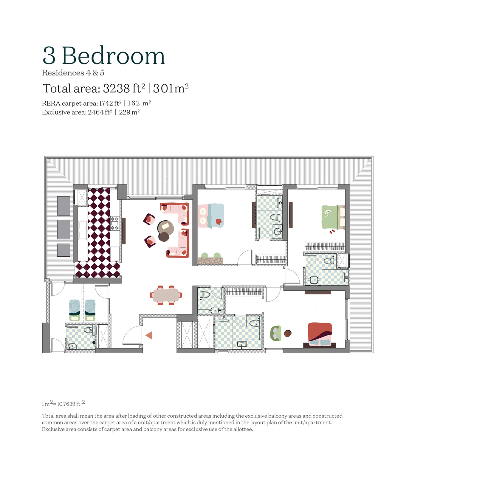 Estate 361 3 BHK Floor Plan - 3238 sq.ft
