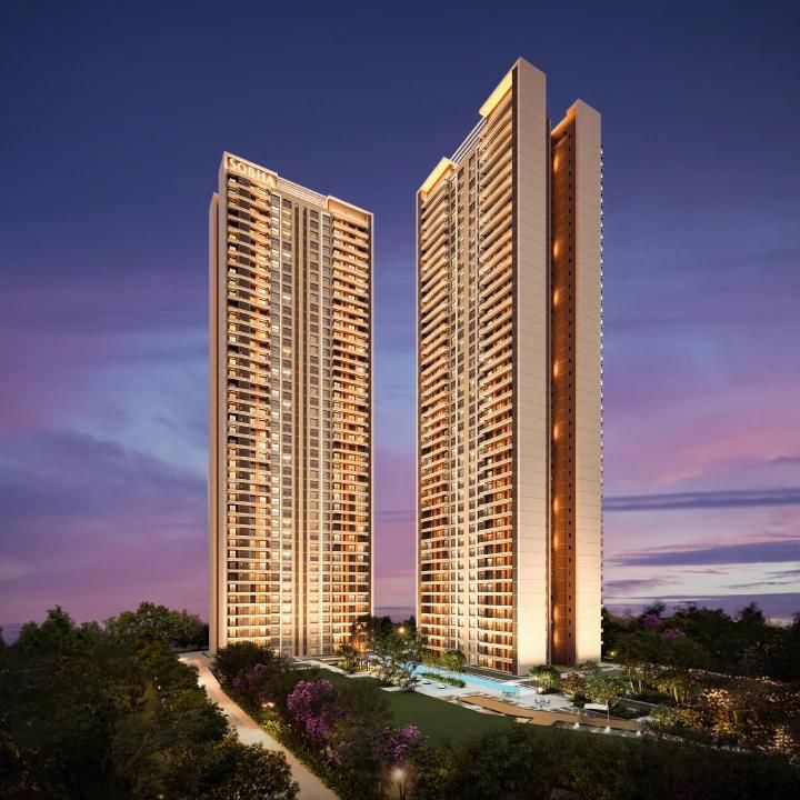 SOBHA Crescent twin towers night elevation