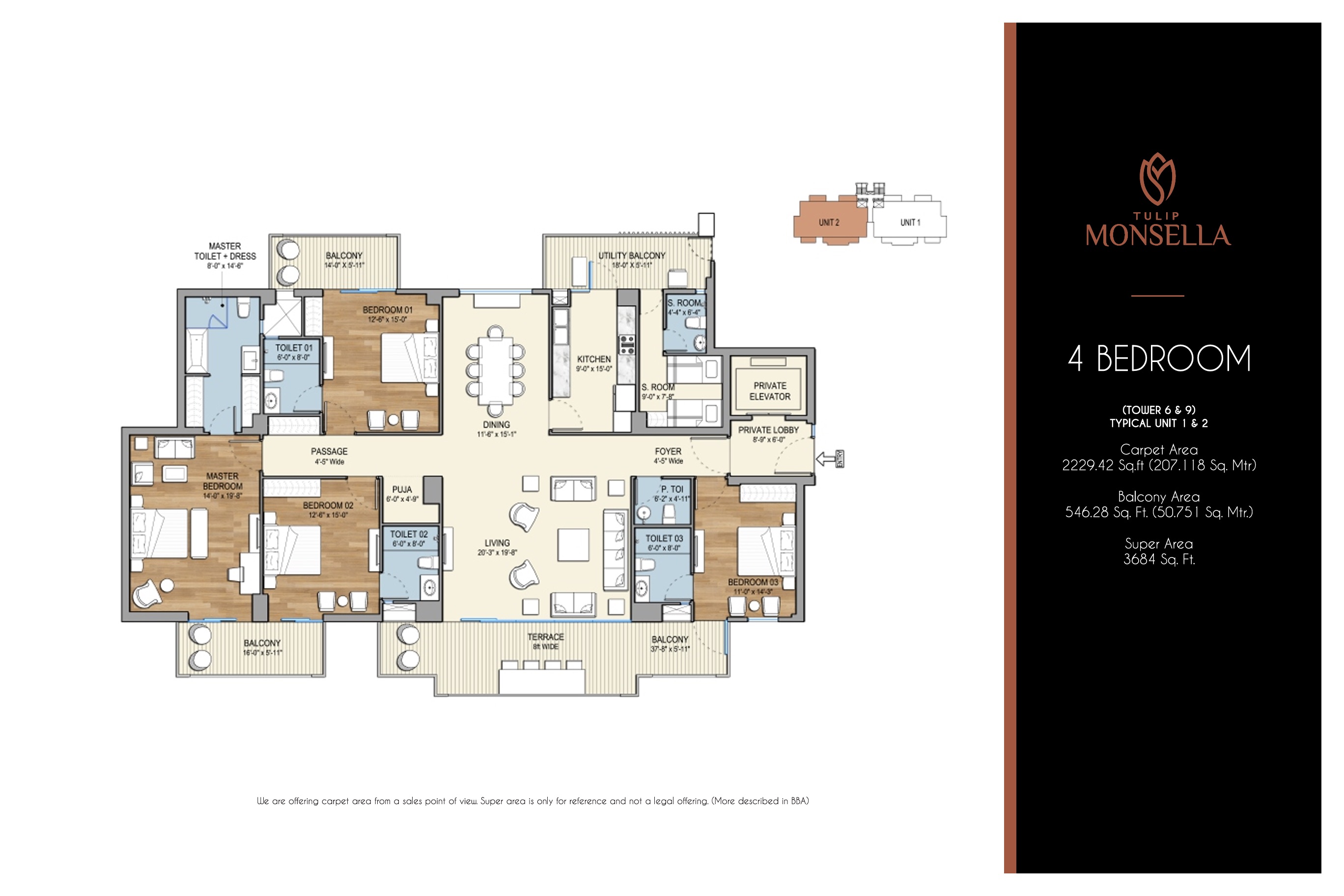 Tulip Monsella 4 BHK Floor Plan - 3684 sq ft